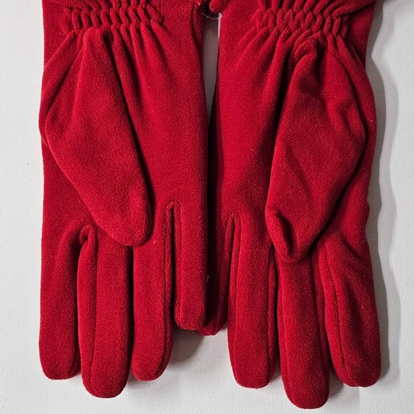 Sensations Gloves By Isotoner Fleece Lined Red One Size 2005 Poodle Dog NWT - Picture 3 of 4
